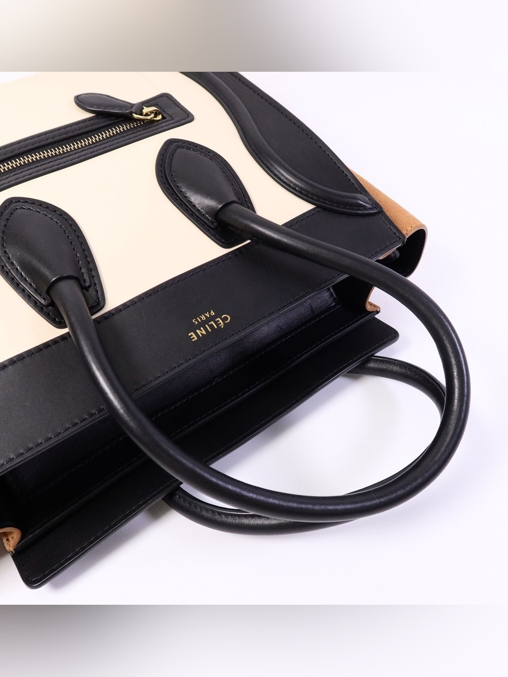 ✨🛍️ Celine Tricolor Micro Luggage Tote - Black, Brown, and Cream - Picture 6 of 8